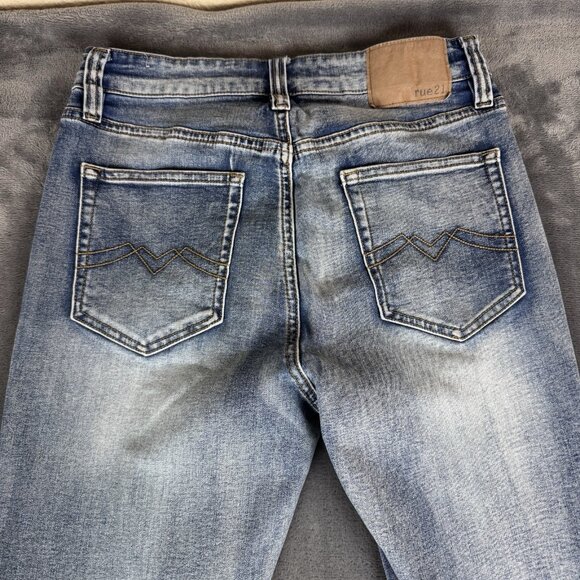 Rue 21 Premium White Wash Jeans Blue Mens Size 32 x 32 Slim Taper  Supreme Flex - Picture 8 of 9